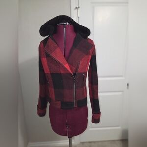 Rock & Republic Red and Black Bomber Jacket